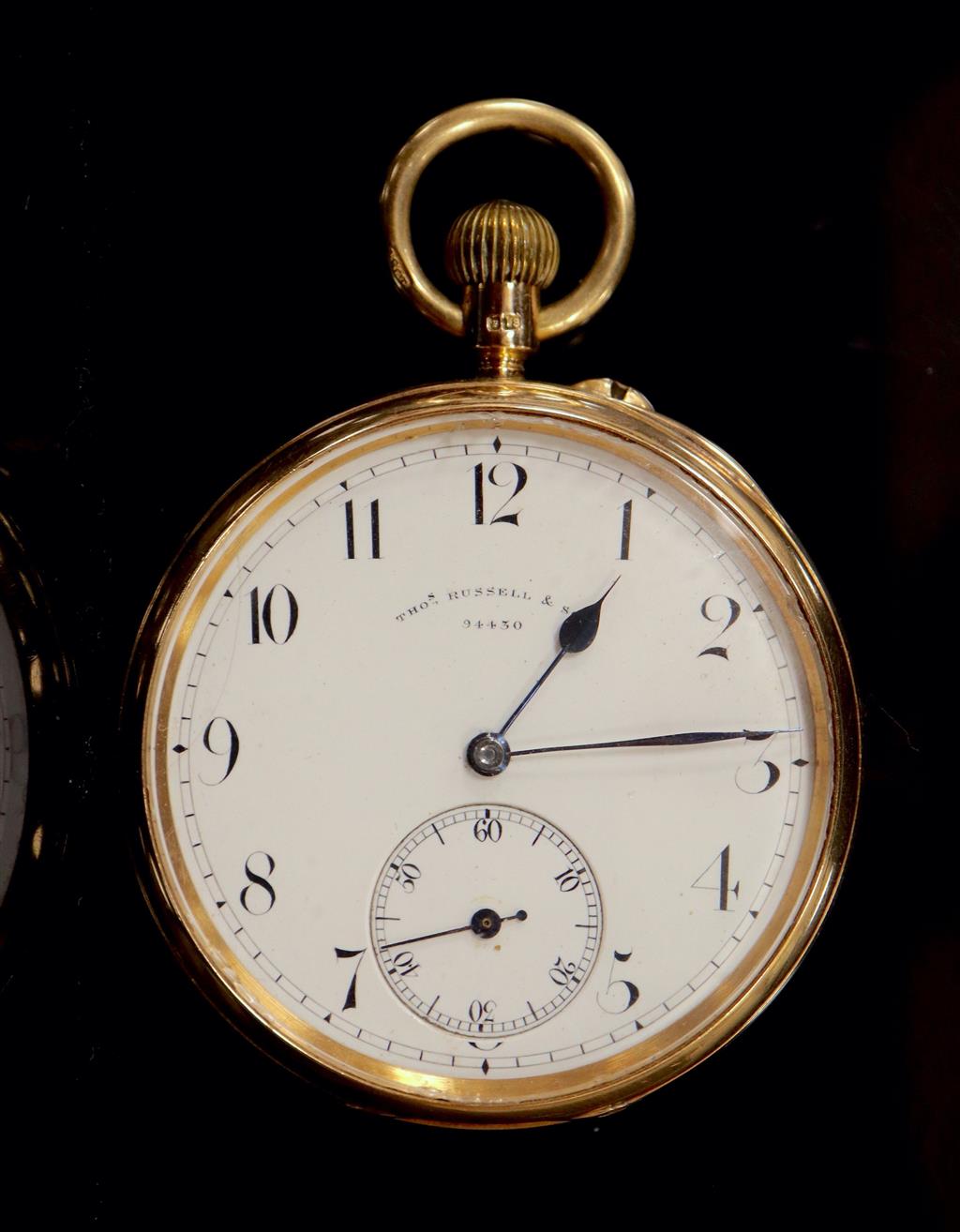 An 18ct gold open face keyless pocket watch, circa 1900, Thomas Russell & Son, No. 94430,